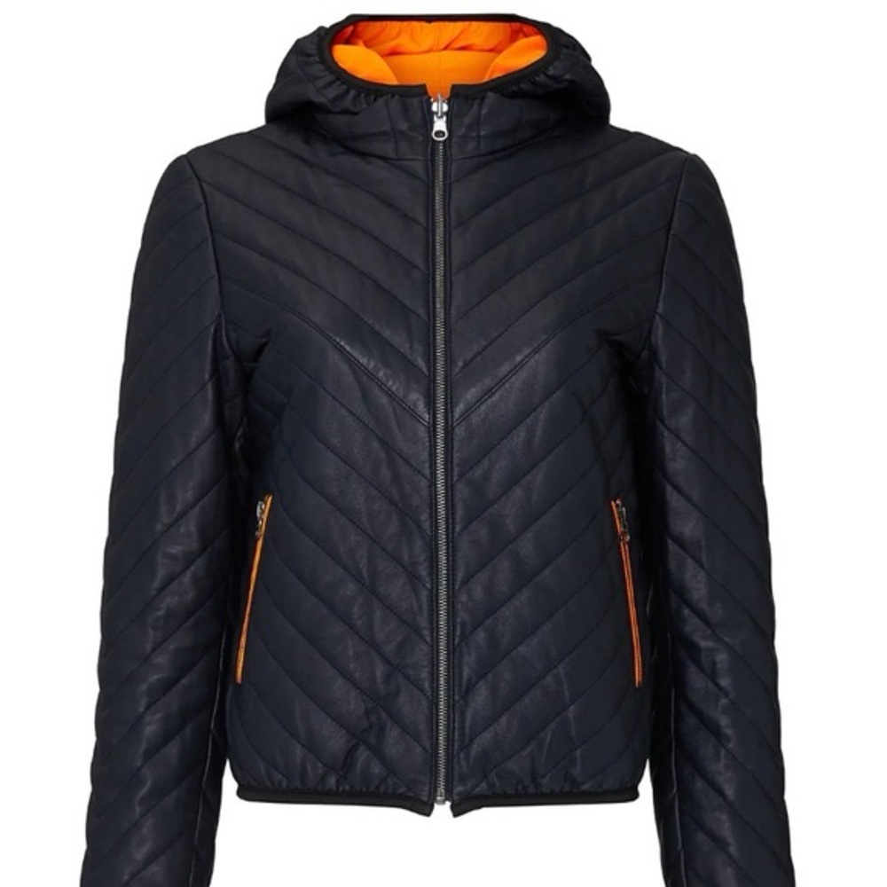 NEW w/tags $688 Samantha Sipos Leather Puffy Moto Jacket Reversible M